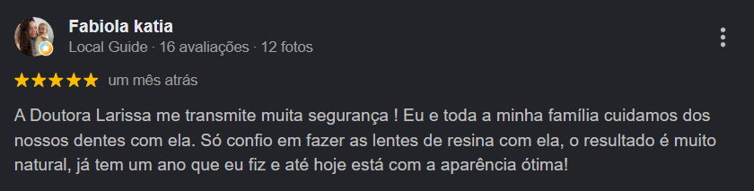 Avaliação real de paciente no Google — 4