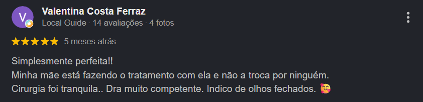 Avaliação real de paciente no Google — 1